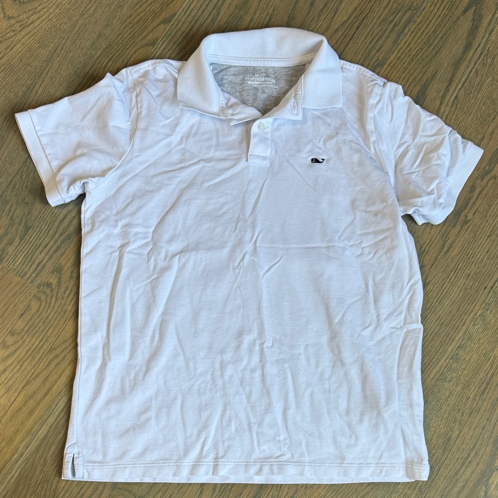 Vineyard Vines Boys White Polo with Whale Logo
